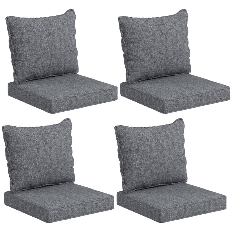 Outdoor Chair Cushions Set of 4, Patio Chair Cushions, Grey, Gray