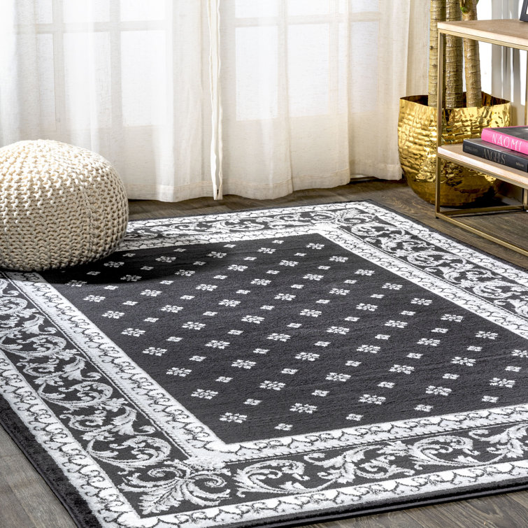 Jaiden French Border Black/Gray Rug