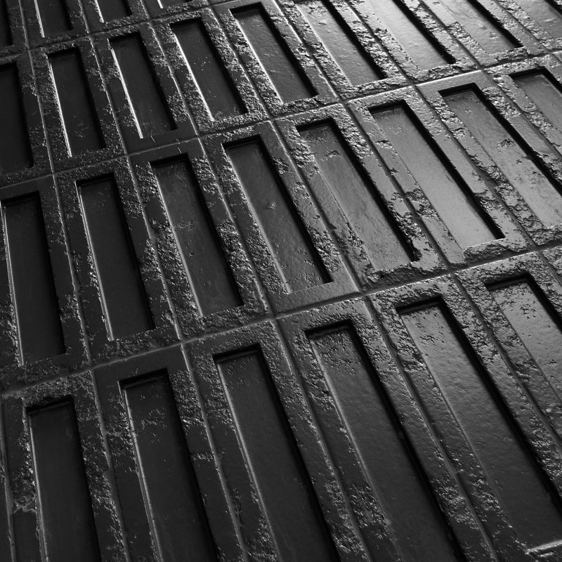 Arlo 3X11 3D Textured Matte Ceramic Wall Tile, Antique Black