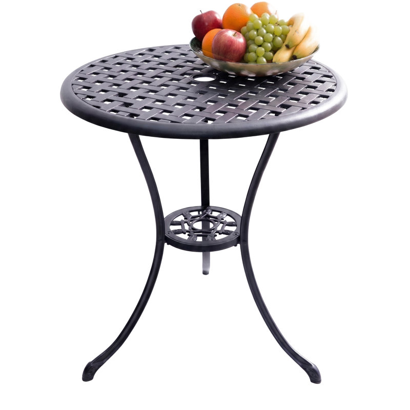Yaiza Round Metal Outdoor Bistro Table With Umbrella Hole , 177.8cm cm W 177.8cm cm D