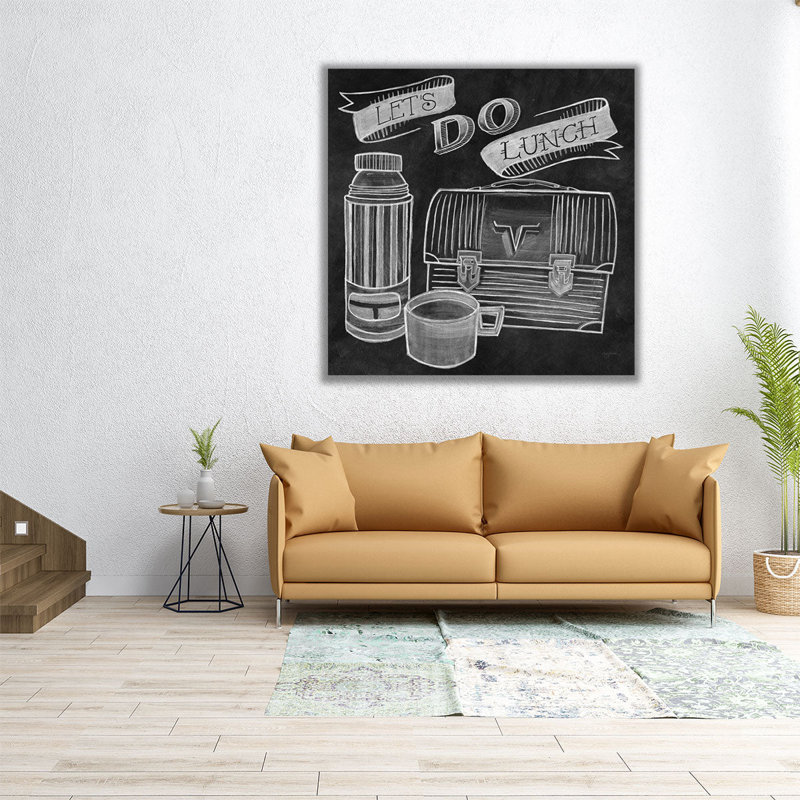 «Lets Do lunch Chalk Black and White», reproduction d'art sur toile, H 12 po x l 12 po
