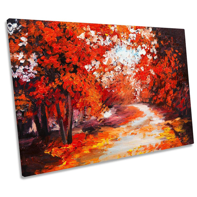 Red Forest Landscape Autumn - Wrapped Canvas Print, 30.5cm H x 45.7cm W x 2cm D