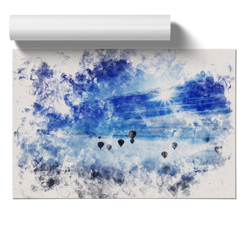 Hot Air Balloons Watercolour - Frameless Print, 21cm H x 30cm W x 0.1cm D