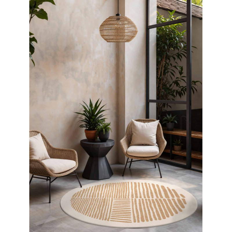 Round Derriyah Geometric 200cm X 200cm Indoor / Outdoor Area Rug