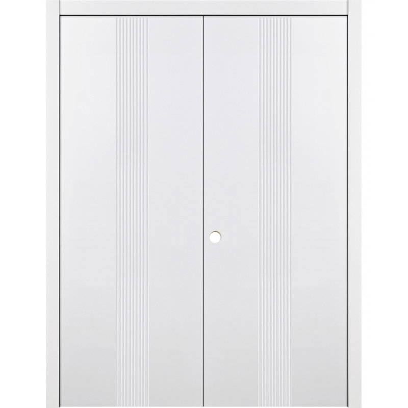 Double porte intérieure stratifiée blanche pré-suspendue M34, 60 po x 80 po, Droite / vers l'intérieur