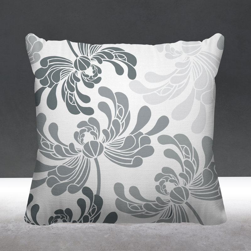 Coussin décoratif intérieur / extérieur Maina, L 17 po x H 17 po, Gris