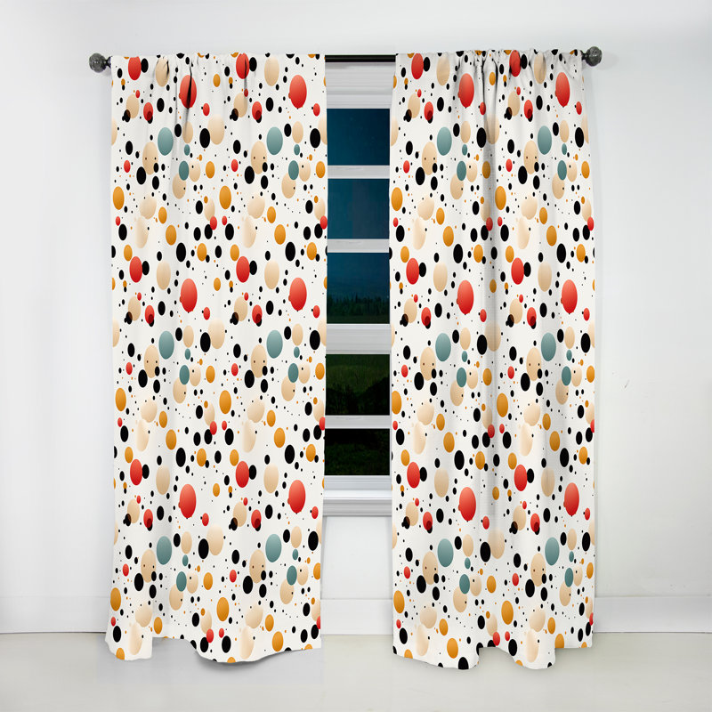 Motif à pois multicolore vibrant - Rideau abstrait - Rideau obscurcissant - 1 panneau, L 52 po x L 63 po