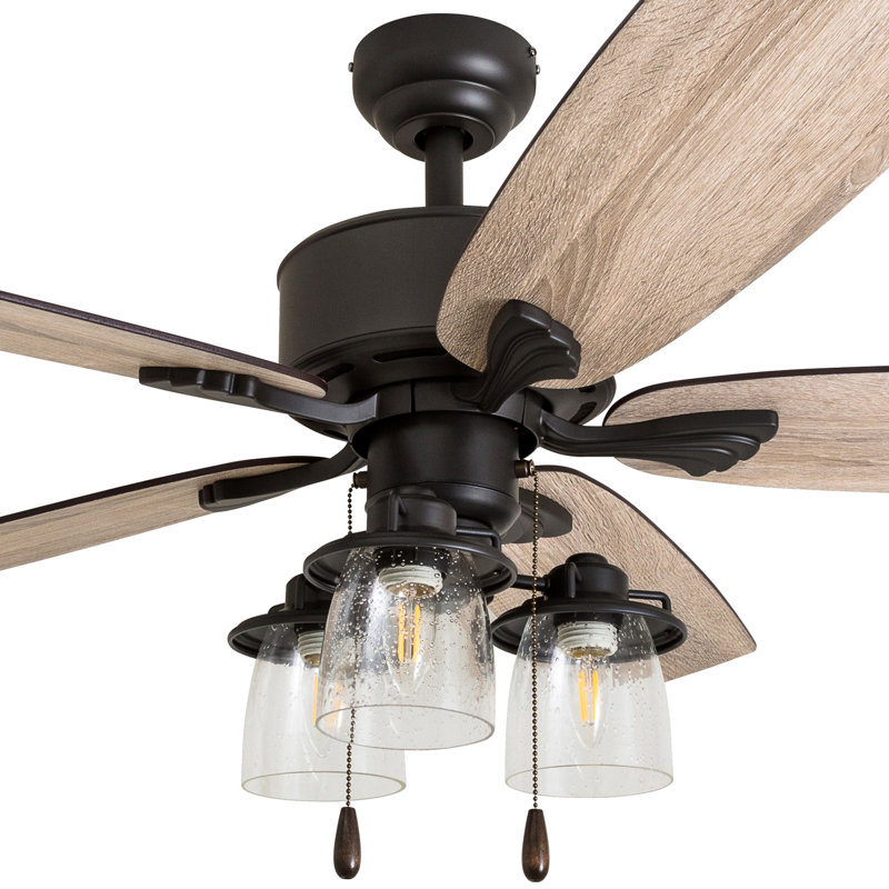 Curran 52'' Ceiling Fan with Light Kit, Pull Chain