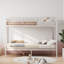 Lit superposé avec échelle et lit superposé en métal à garde-corps haut, espace de rangement, silencieux, taille simple sur simple, blanc-45088152