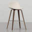 Ensemble de tabourets à hauteur de comptoir / bar Harvard, design Mid-Century moderne avec similicuir crème et repose-pieds chromé-1311711618