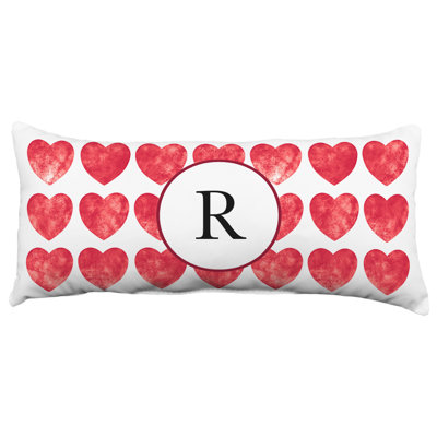 Housse et insert de coussin à double face en forme de cœur monogramme