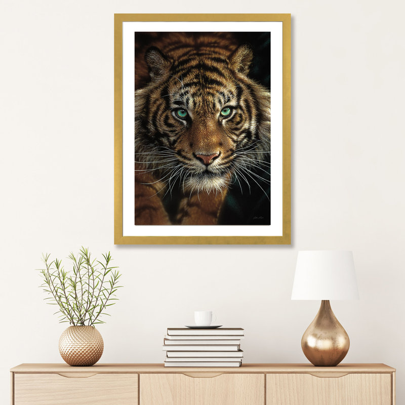 Œil du tigre par Collin Bogle Print, Papier encadré doré, H 32 po x l 24 po x P 1 po