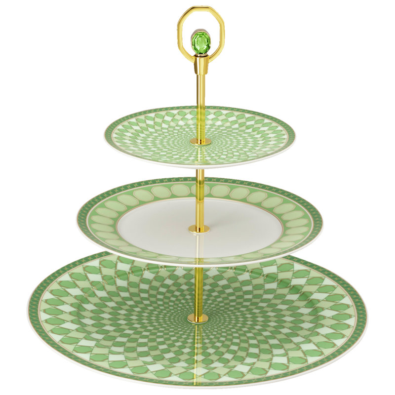 Swarovski Signum - Etagere 3 Tiers 12 3/4 In H Fern Green