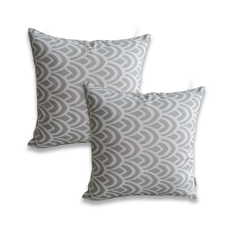 Ensemble de 2 taies d'oreiller imprimées sur fond blanc avec insertions (ensemble de 2), Bleu / blanc