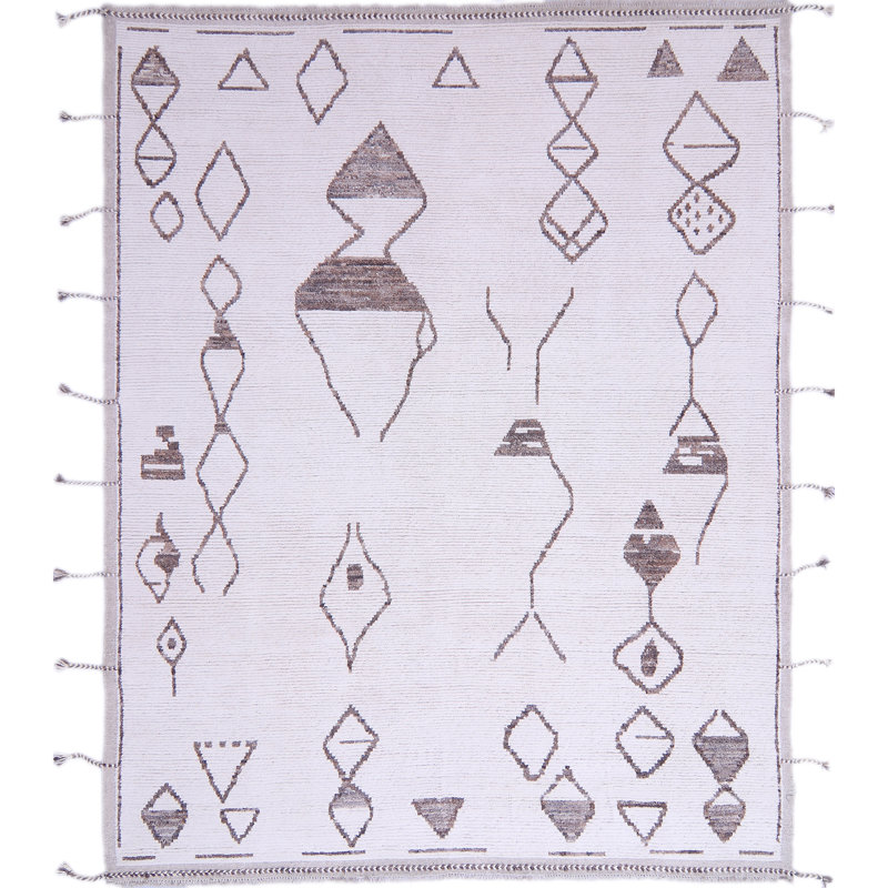 Tapis unique ivoire / gris / brun de 8 pi 1 po x 9 pi 11 po