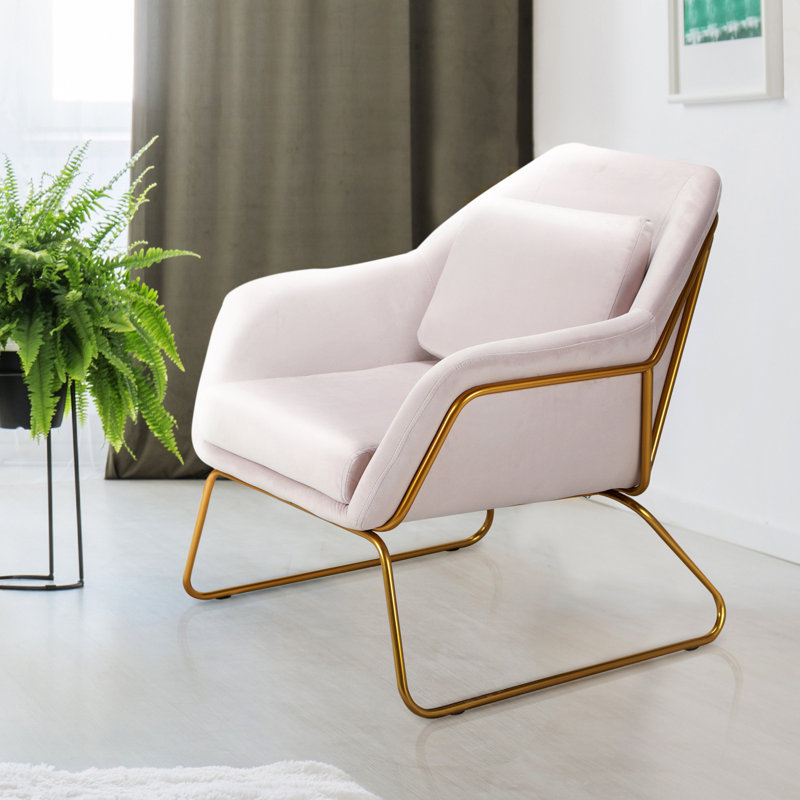 Jarrett Upholstered Armchair, Gold, Blush Pink