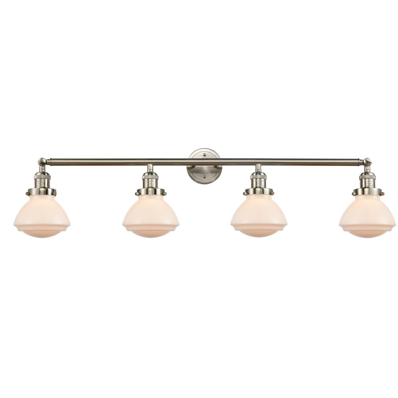 Chesterville 4 - Light Dimmable Vanity Light, 60 Watt Vintage Incandescent Bulb, Matte White, Brushed Brass
