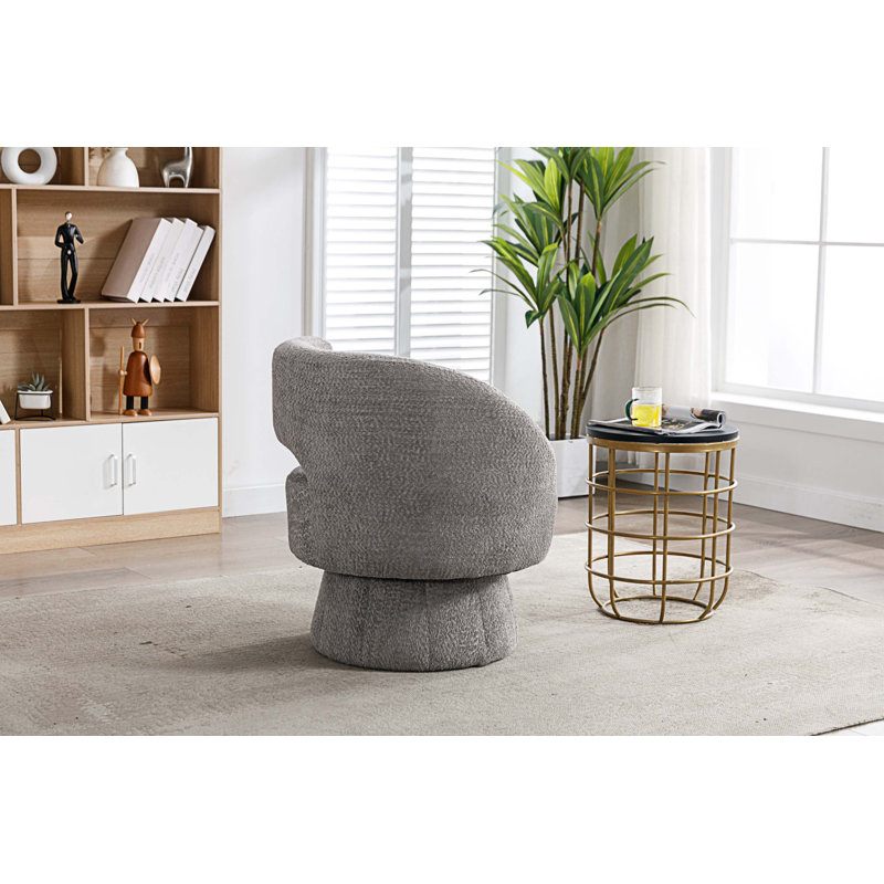 Fauteuil demi-tonneau pivotant rembourré, Gris, 27.16" H x 27.16" W x 23.62