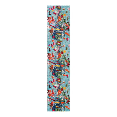 Abstract Blue/Orange Area Rug