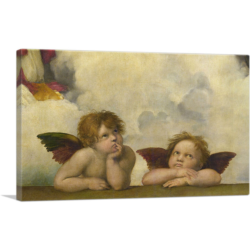" Sistine Madonna Two Angels Detail Rectangular 1513 " by Raphael Painting Print, 18" H x 26" W x 0.75" D