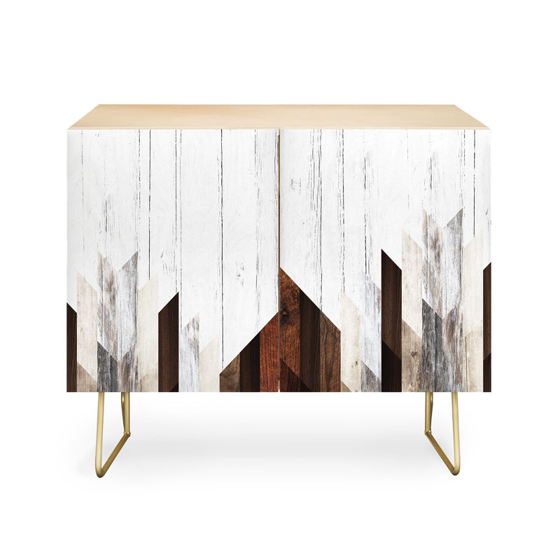 Iveta Abolina Geo Wood 3 2 Door Credenza Cabinet, Beige/Gold