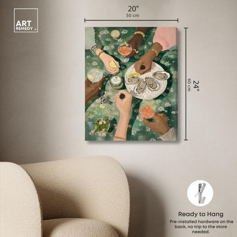 Impression sur toile «Oyster Social» par Art Remedy, H 24 po x l 20 po, Toile tendue avec châssis