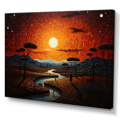 «African Tribal Sunset V», reproduction sur toile