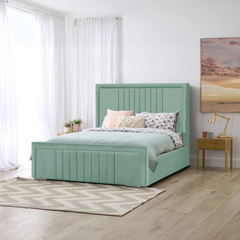 Amandaleigh Upholstered Bed, Double (4'6), Duck Egg