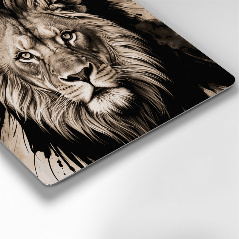 Faune, lion d'Afrique, art mural en métal noir, H 12 po x l 12 po