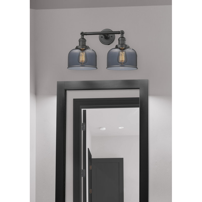 Bell - Luminaire de meuble-lavabo 19 po 2 lumières, Plaqué couleur fumée, Bronze frotté à l'huile
