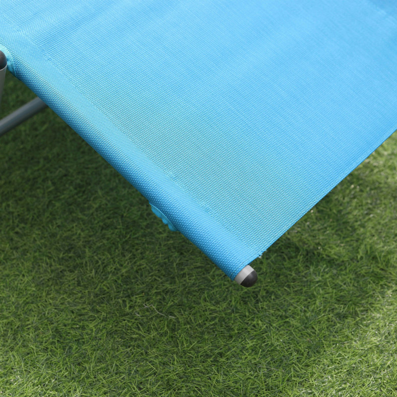 Dashia Outdoor Metal Chaise Lounge, Gray/Black, Sky Blue