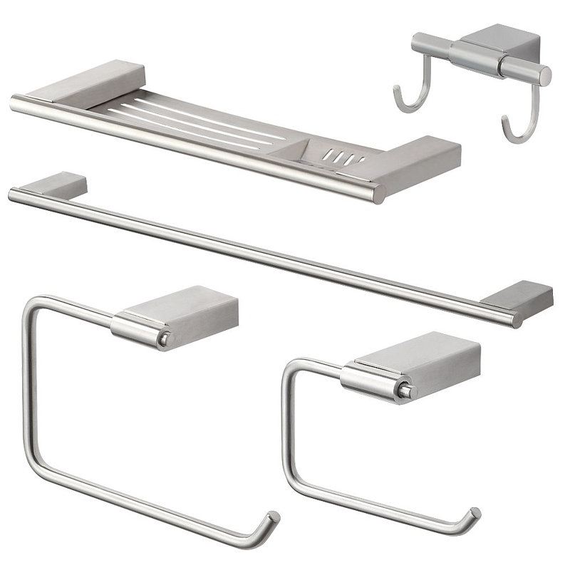 Ensemble de quincaillerie de salle de bain 5 pièces Maddox, Acier inoxydable brossé