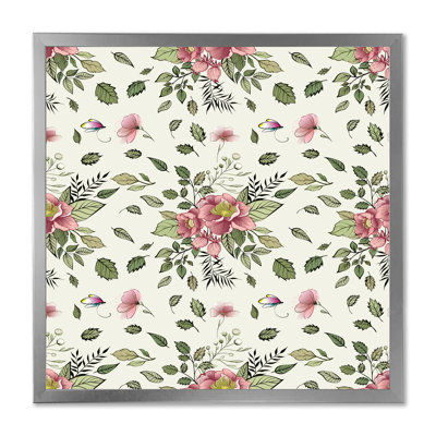 Fleurs roses rétro vintage - peinture sur toile