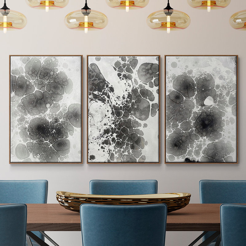 " Marbling I " 3 - Pieces, H 40 po x l 90 po x P 2 po, Noyer