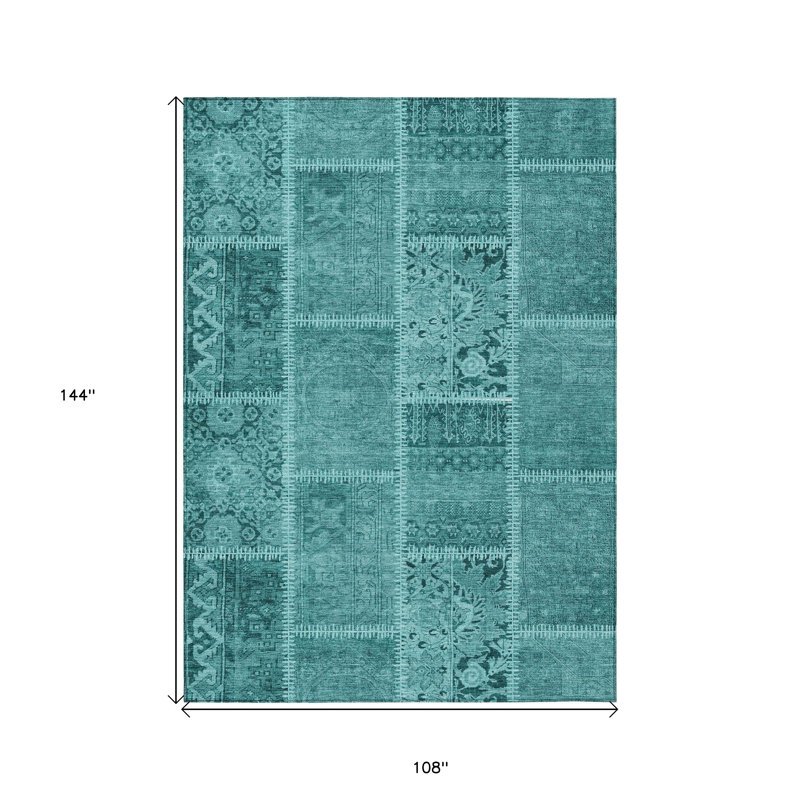 Tapis bleu sarcelle et turquoise 9 pi x 12 pi