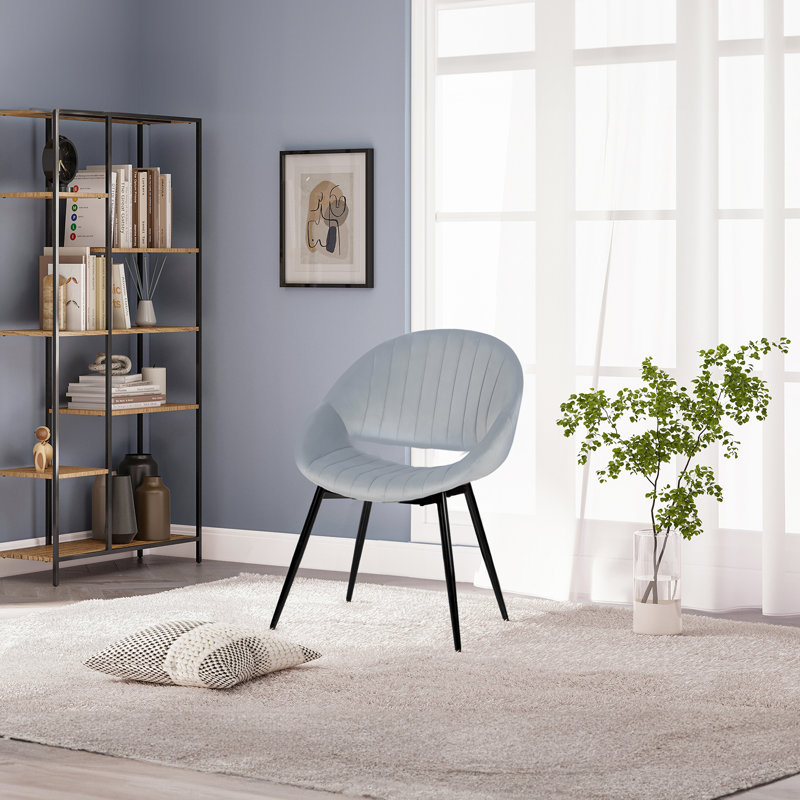 Esko Velvet Accent Chair, Light Grey