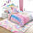 3X5 Fluffy Pink Rainbow Kids Area Rug, Soft Shaggy Playroom Rug For Girls Bedroom, Plush Fuzzy Nursery Carpet, Non-Slip Thick Cozy Floor Rug For Kids Room Home Decor-1004001038-1004001032