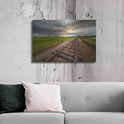 Train Track Sunset 1' by Joe Reimer Photography, Metal Wall Art