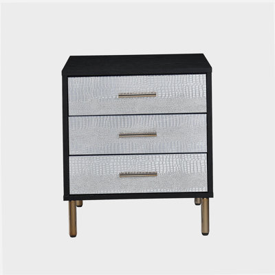 Table de chevet Myles noir, argent et or brillant