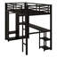 Lit mezzanine peu encombrant avec garde-robe intégré, bureau et tablettes de rangement