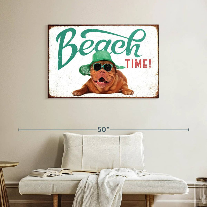 Chien prêt pour la plage, H 26 po x l 39 po