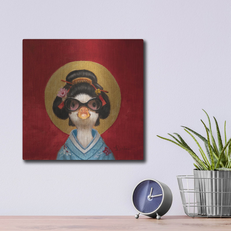 Art mural en métal Trinx «Geisha Duck» par Lucia Heffernan, H 12 po x l 12 po