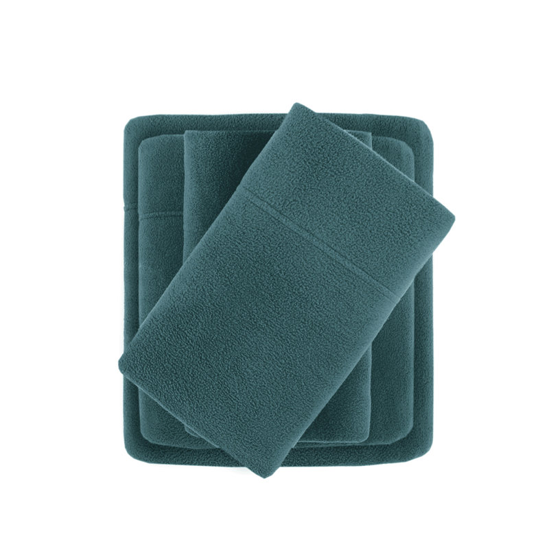 Aqua Twin Microfiber Flannel Plaid Sheet Set