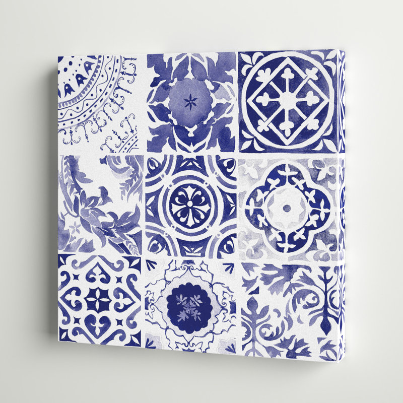Marine Bold Tiles - Reproduction d'art sur toile tendue, H 12 po x l 12 po