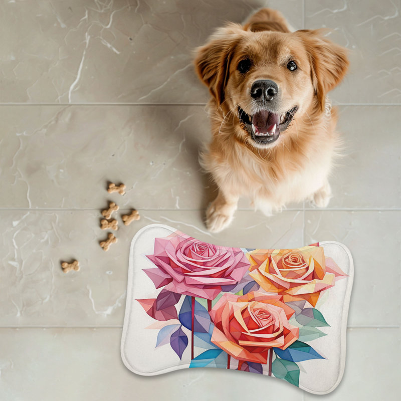 Floral Angles - 1 Piece Bone Shape Feeding Mat