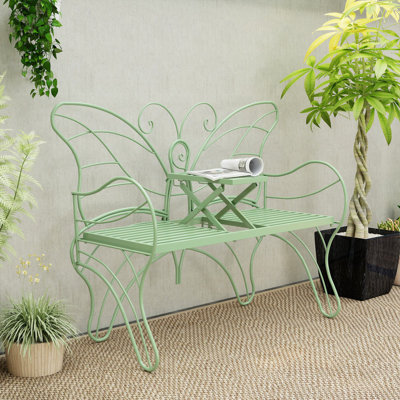 Banc de patio 49 po en métal avec banc intégré et table intégrée