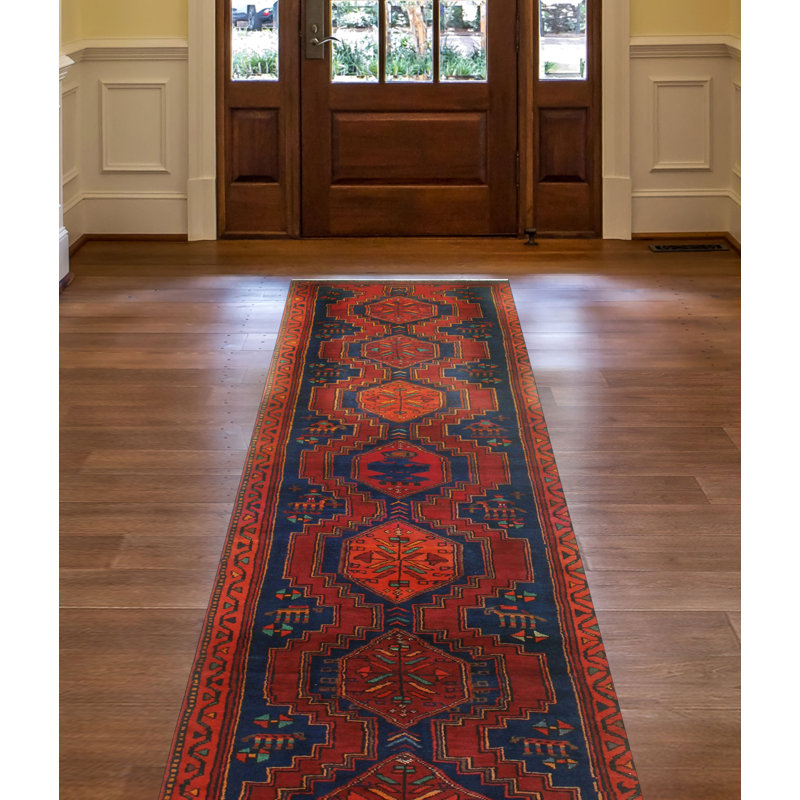One-of-a-Kind 3' x 11'10" 1980s Runner Wool Area Rug in Red