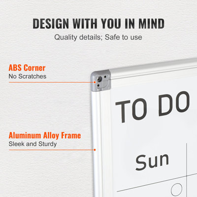 Tableau blanc avec calendrier, tableau magnétique effaçable à sec de 36 po x 24 po, tableau blanc pour planificateur mensuel pour le mur, 1 marqueur effaçable magnétique et 2 marqueurs effaçables à sec et plateau mobile pour l'école de bureau à d