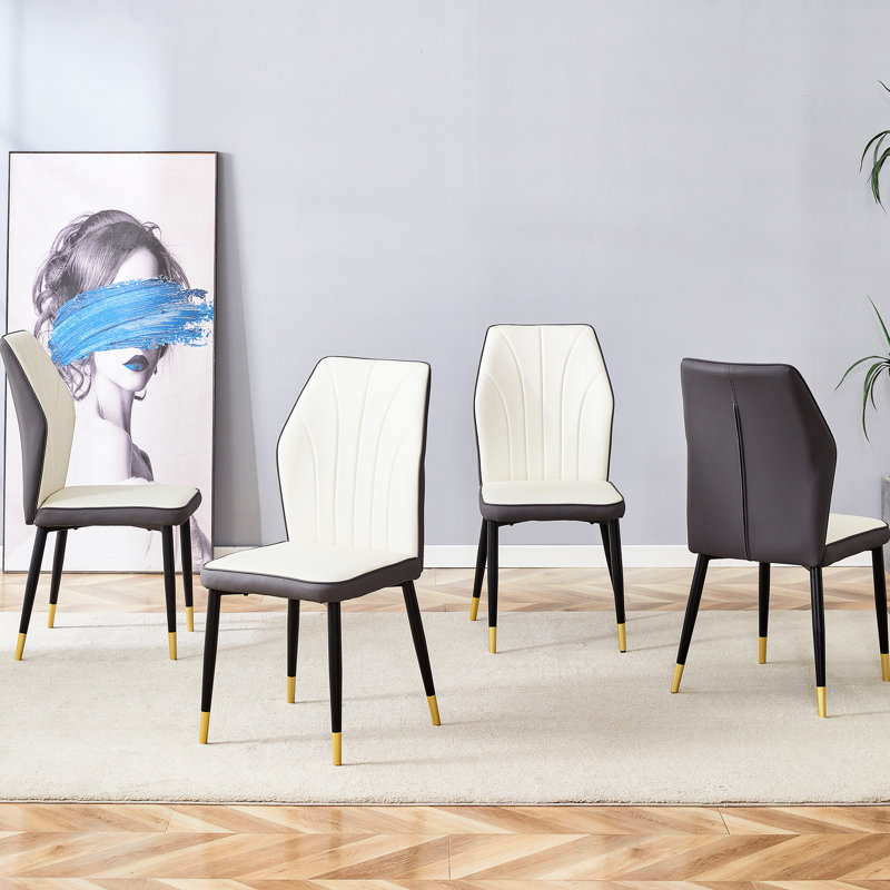 Chaises confortables avec pieds en métal et métal, 8, Blanc / Gris