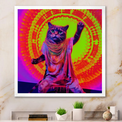 Chat Rave en néon rose - imprimé